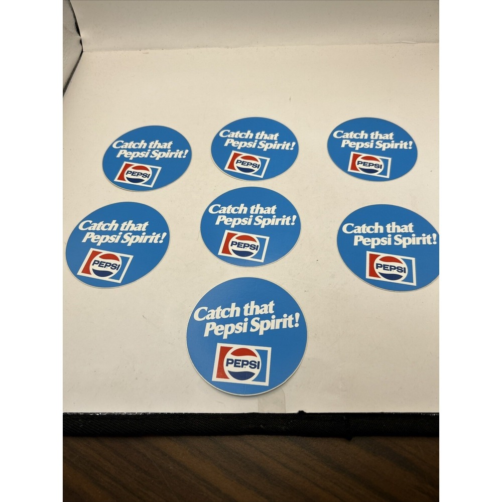Vintage Lot Of 7  PEPSI-COLA BOTTLING CO. STICKERS CATCH THAT PEPSI SPIRT 60's?